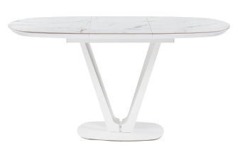 Керамический стол Фестер 160(205)х90х76 белый мрамор / черный