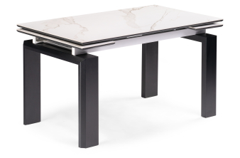 Керамический стол Невис 140(200)х80х76 creto statuario cara polished / черный