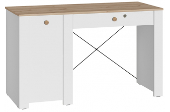 Письменный стол Джастин 12.154 126,2х54,8х75,3 белый шагрень / дуб белый exclusive
