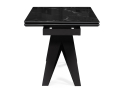 Стеклянный стол Блэкберн 140(200)х80х75 черный мрамор / черный