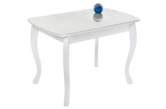 Стеклянный стол Ален 90(120)х90х75 белый