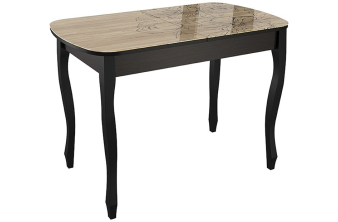 Стеклянный стол Торвальд 140(200)х80х77 белый мрамор / черный