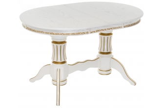 Деревянный стол Герцог 130(170)х90х79 молочный с золотой патиной