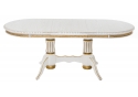 Деревянный стол Женева 140(190)х86х80 молочный с золотой патиной