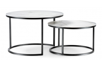 Комплект столиков Плумерия 60,5х39,5(50,5х29,5) белый мрамор / черный