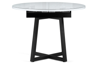 Стеклянный стол Кловис 100(140)х100х76 магеллан / черный