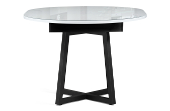 Стеклянный стол Кловис 100(140)х100х76 кианит / белый